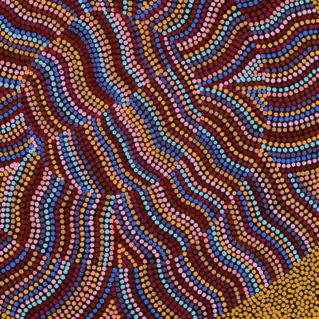 Aboriginal Artwork by Angela Nangala Robertson, Watiya-warnu Jukurrpa (Seed Dreaming), 46x46cm