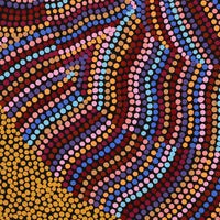 Aboriginal Artwork by Angela Nangala Robertson, Watiya-warnu Jukurrpa (Seed Dreaming), 46x46cm