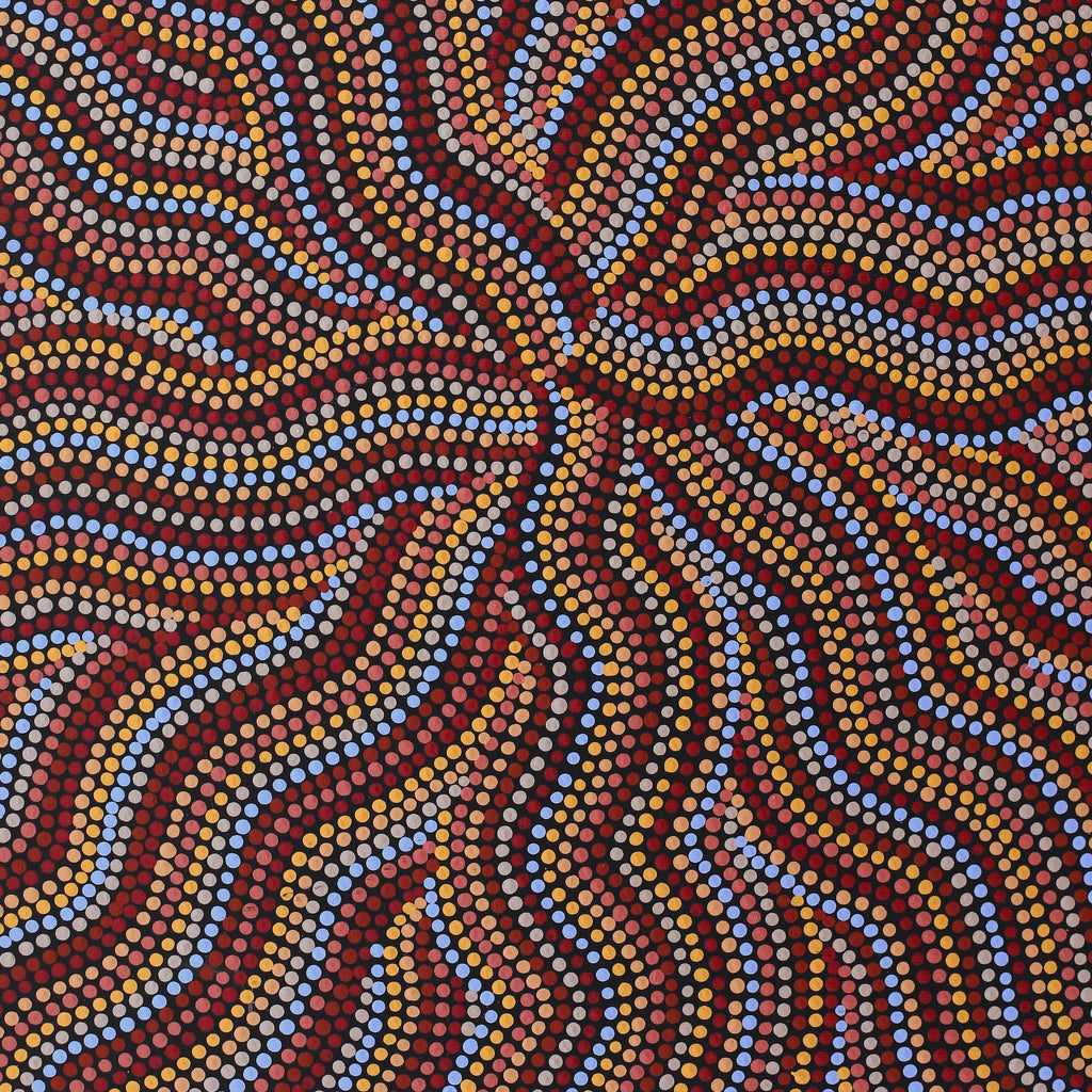 Aboriginal Artwork by Angela Nangala Robertson, Watiya-warnu Jukurrpa (Seed Dreaming), 50x40cm