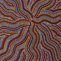 Aboriginal Artwork by Angela Nangala Robertson, Watiya-warnu Jukurrpa (Seed Dreaming), 50x40cm