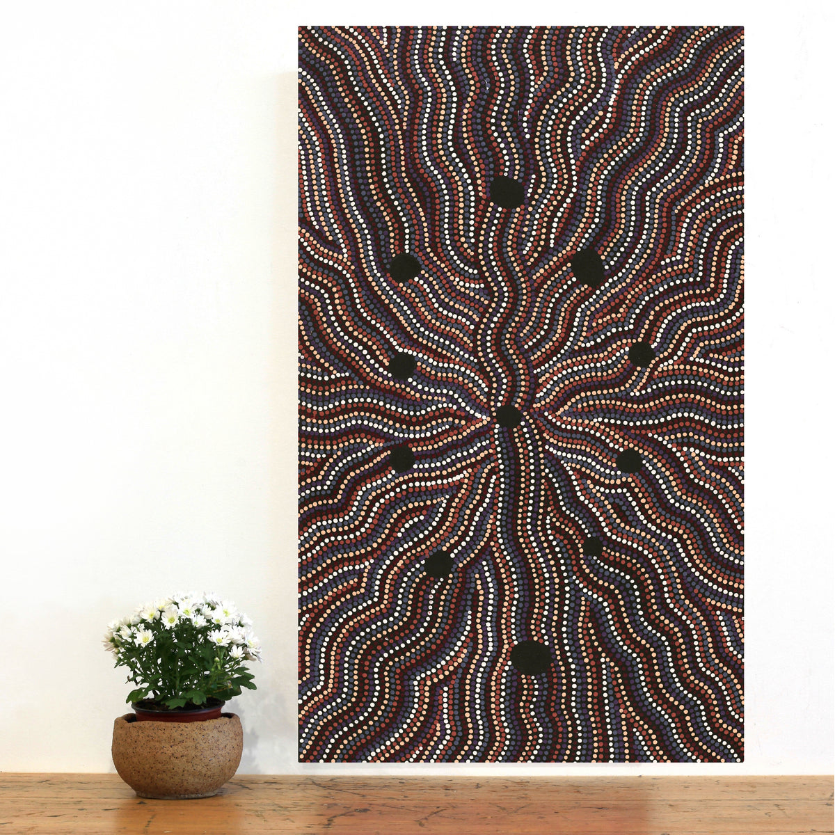 Aboriginal Art by Angela Nangala Robertson, Watiya-warnu Jukurrpa (Seed Dreaming), 76x46cm - ART ARK®