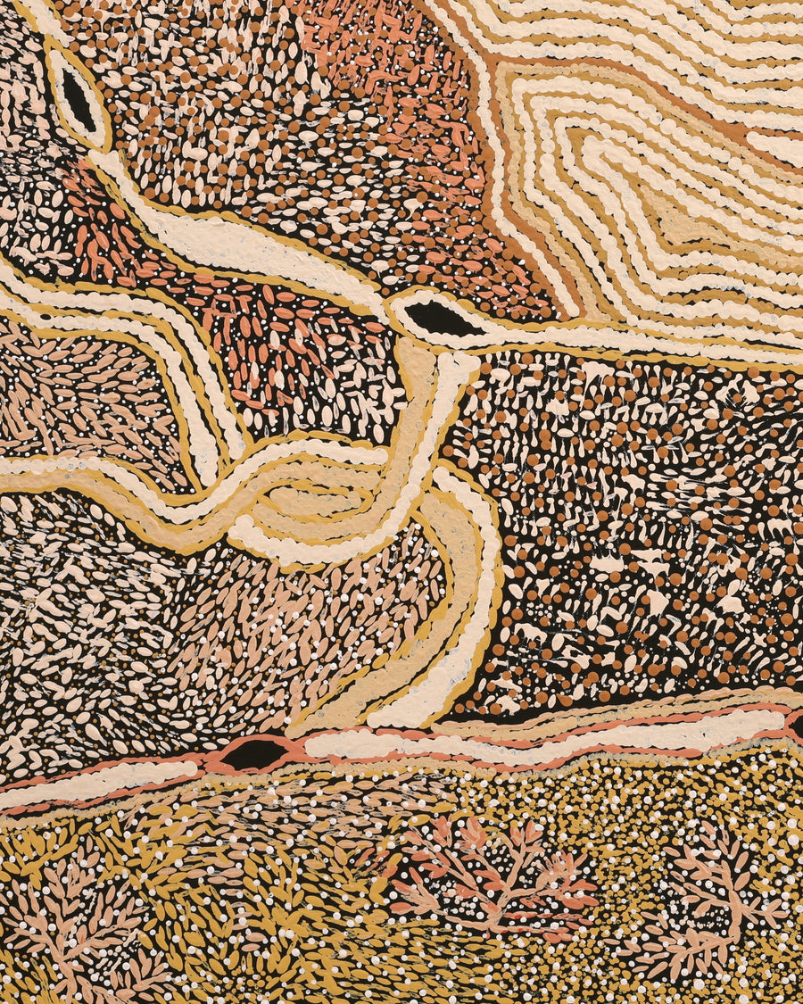 Aboriginal Artwork by Angkaliya Nelson, Kungkarangkalpa (Seven Sisters Story), 91x61cm
