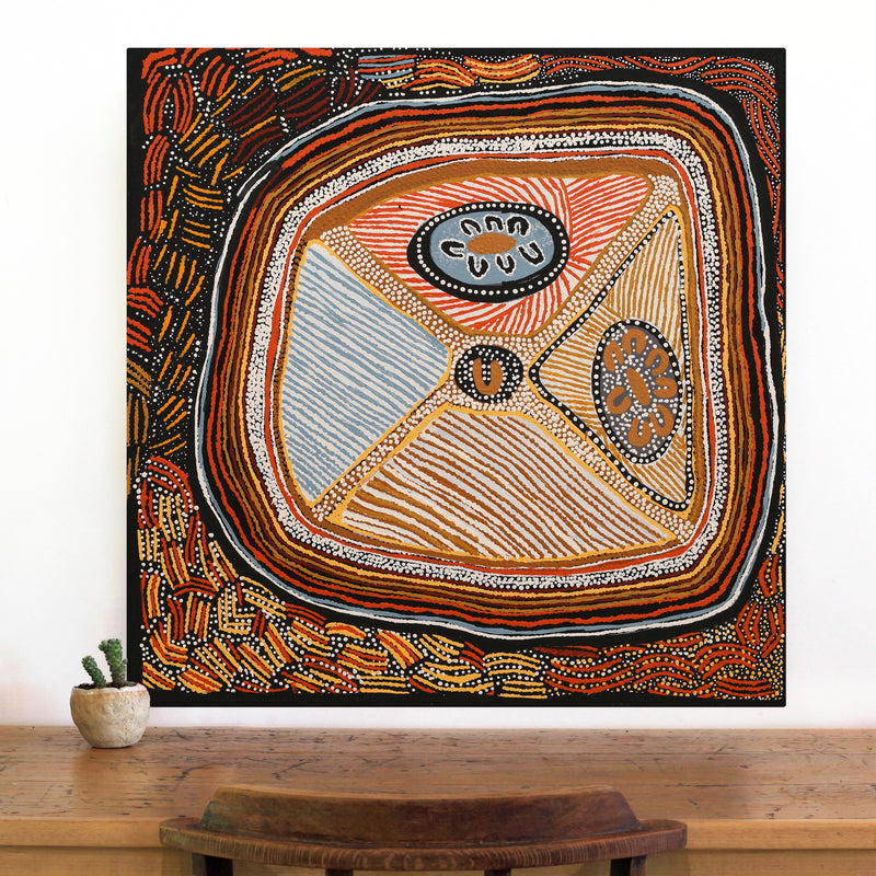 Aboriginal Artwork by Angkaliya Nelson, Kungkarangkalpa (Seven Sisters Story), 76x76cm