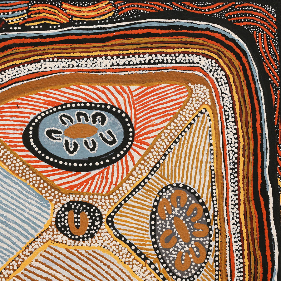 Aboriginal Artwork by Angkaliya Nelson, Kungkarangkalpa (Seven Sisters Story), 76x76cm