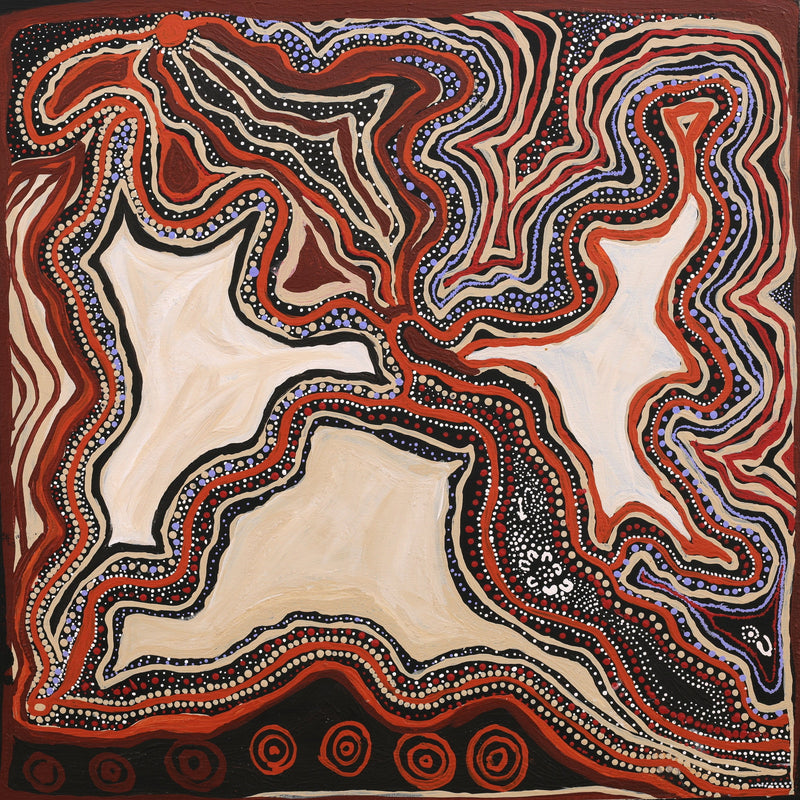 Aboriginal Artwork by Angkaliya Nelson, Kungkarangkalpa (Seven Sisters Story), 61x61cm