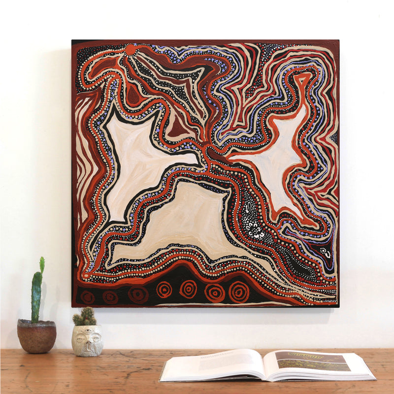 Aboriginal Artwork by Angkaliya Nelson, Kungkarangkalpa (Seven Sisters Story), 61x61cm