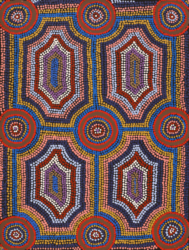 Aboriginal Artwork by Anita Nakamarra Gibson, Ngapa Jukurrpa (Water Dreaming) - Puyurru, 61x46cm