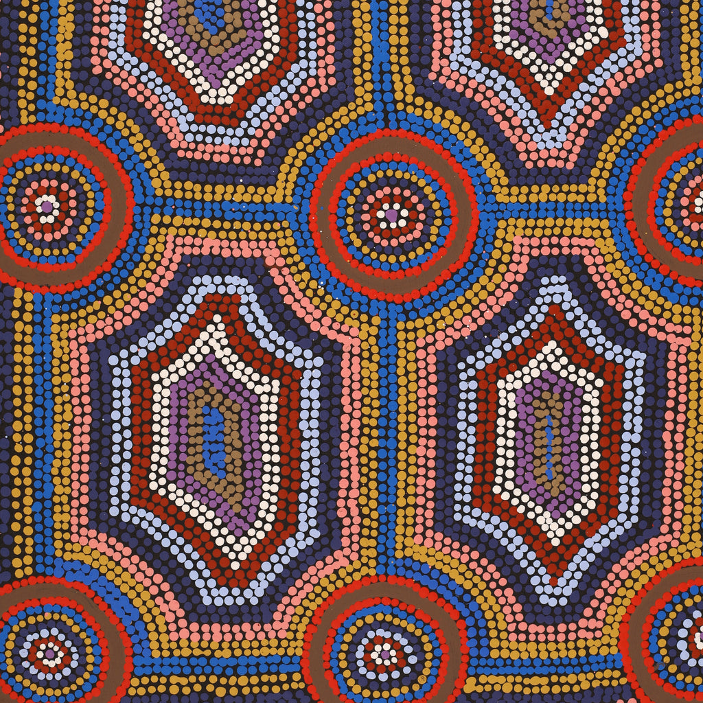 Aboriginal Artwork by Anita Nakamarra Gibson, Ngapa Jukurrpa (Water Dreaming) - Puyurru, 61x46cm