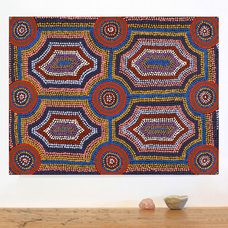 Aboriginal Artwork by Anita Nakamarra Gibson, Ngapa Jukurrpa (Water Dreaming) - Puyurru, 61x46cm