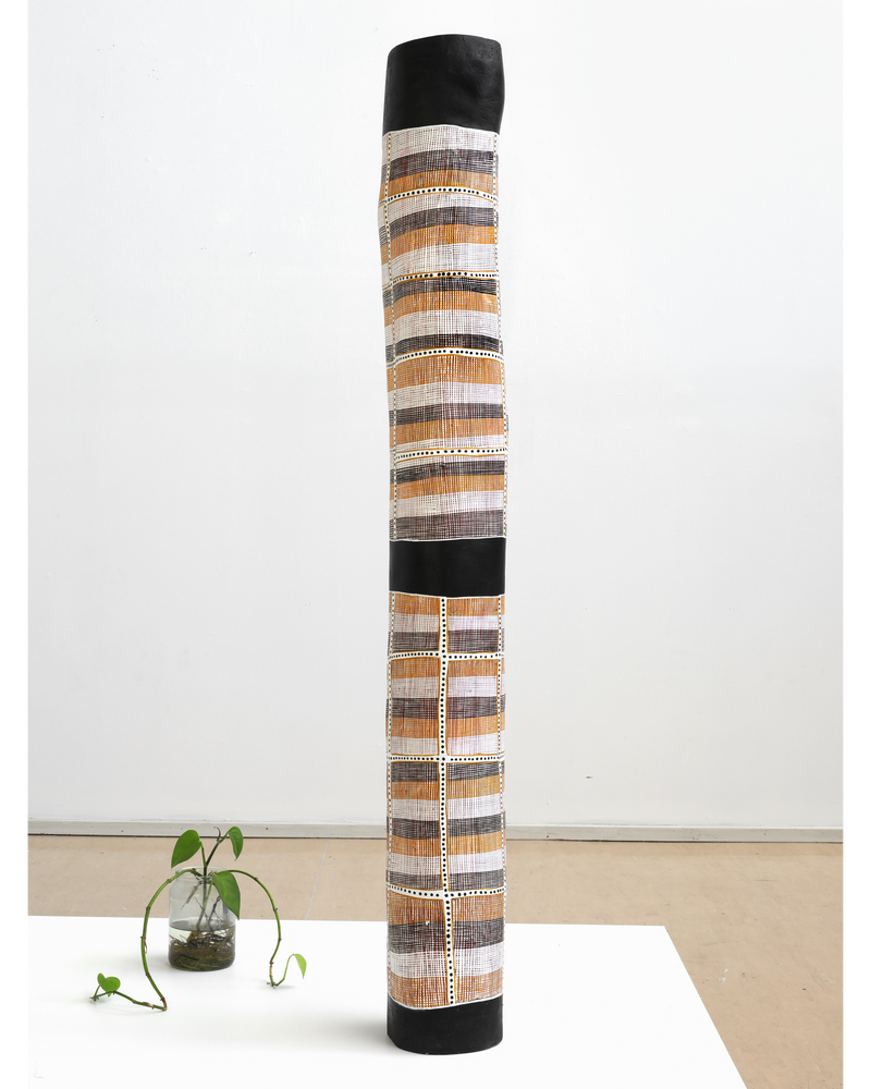 Aboriginal Artwork by Annie Mulunwanga Wurrkidj, Lorrkon (Hollow Log), 160cm