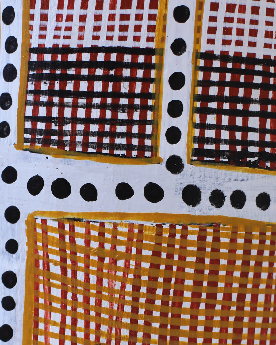 Aboriginal Artwork by Annie Mulunwanga Wurrkidj, Lorrkon (Hollow Log), 160cm