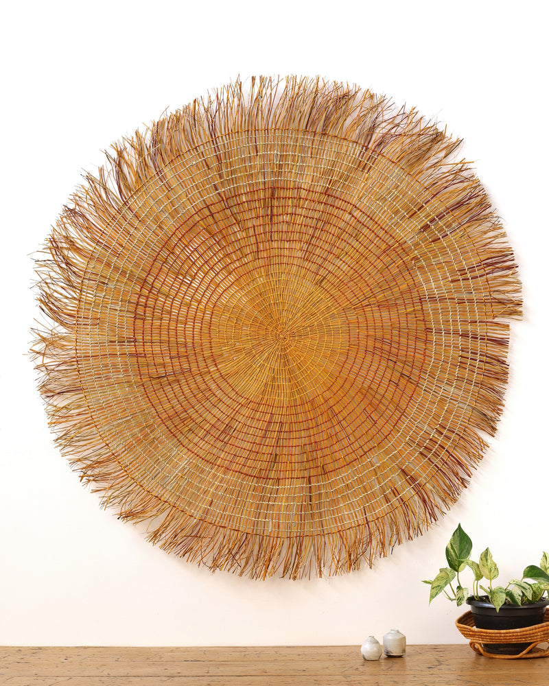 Aboriginal Artwork by Anthea Stewart, Woven Mat, 136x126cm
