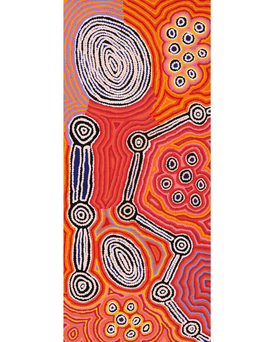 Aboriginal Artwork by Antonia Napangardi Michaels, Lappi Lappi Jukurrpa, 107x46cm