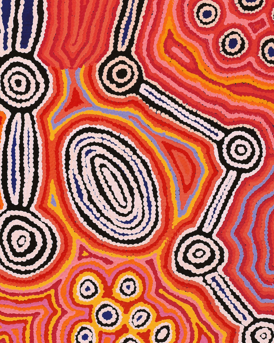 Aboriginal Artwork by Antonia Napangardi Michaels, Lappi Lappi Jukurrpa, 107x46cm