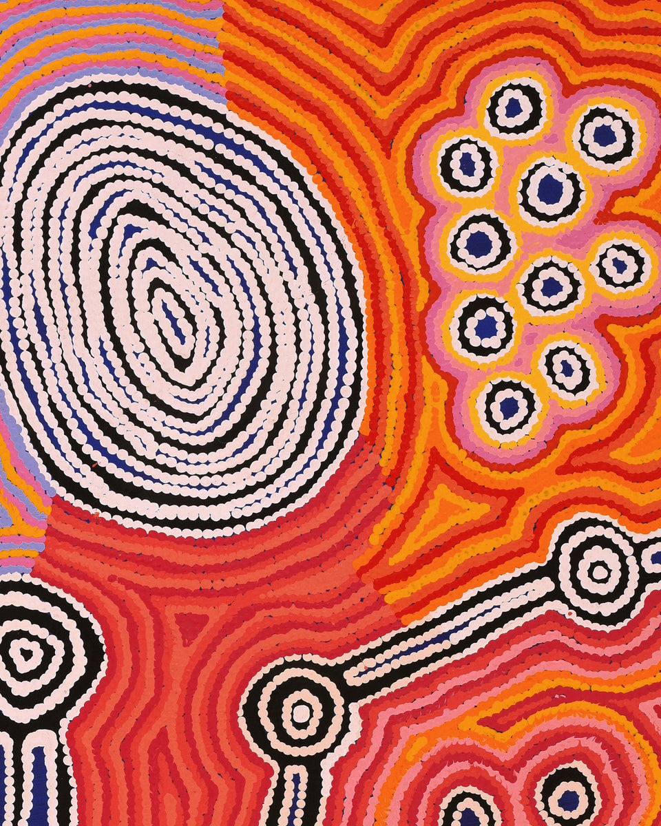 Aboriginal Artwork by Antonia Napangardi Michaels, Lappi Lappi Jukurrpa, 107x46cm