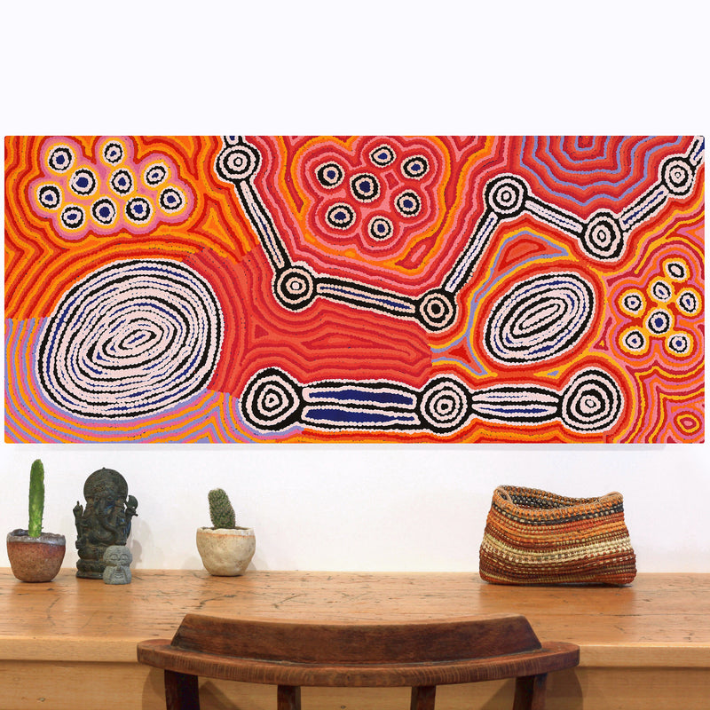 Aboriginal Artwork by Antonia Napangardi Michaels, Lappi Lappi Jukurrpa, 107x46cm