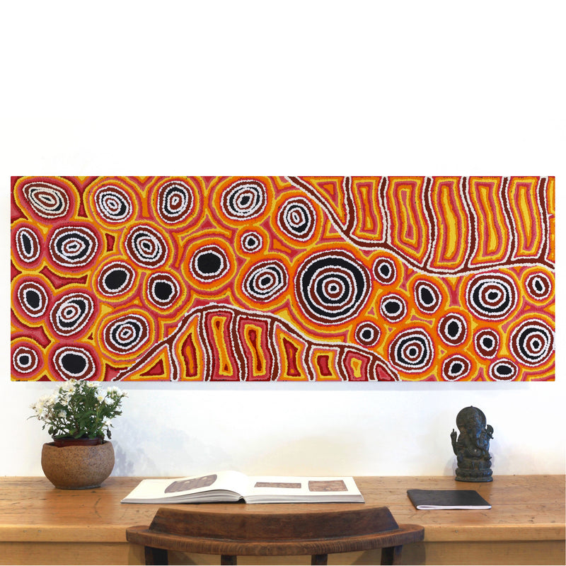 Aboriginal Artwork by Antonia Napangardi Michaels, Lappi Lappi Jukurrpa, 122x46cm