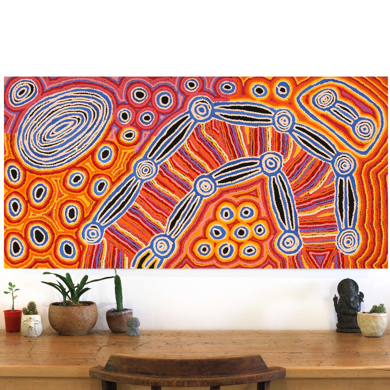 Aboriginal Artwork by Antonia Napangardi Michaels, Lappi Lappi Jukurrpa, 122x61cm