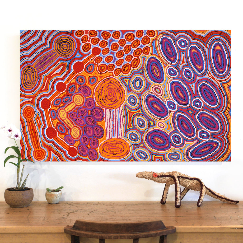 Aboriginal Art by Antonia Napangardi Michaels, Lappi Lappi Jukurrpa, 122x76cm - ART ARK®