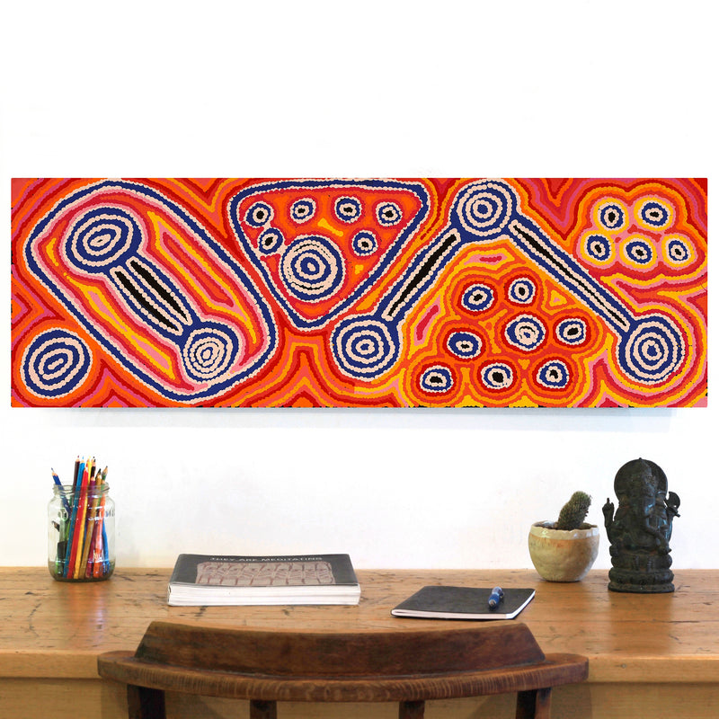 Aboriginal Artwork by Antonia Napangardi Michaels, Lappi Lappi Jukurrpa, 91x30cm
