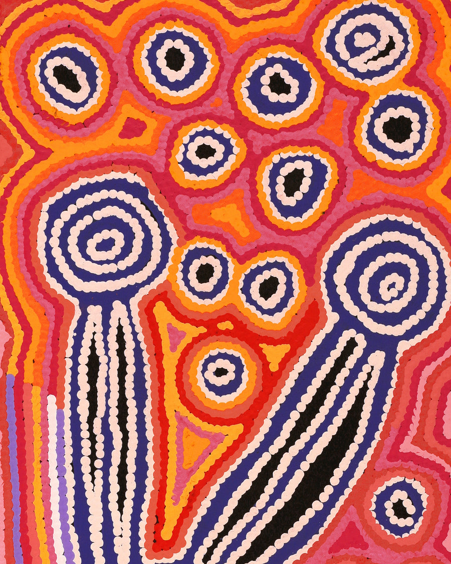 Aboriginal Artwork by Antonia Napangardi Michaels, Lappi Lappi Jukurrpa, 91x30cm