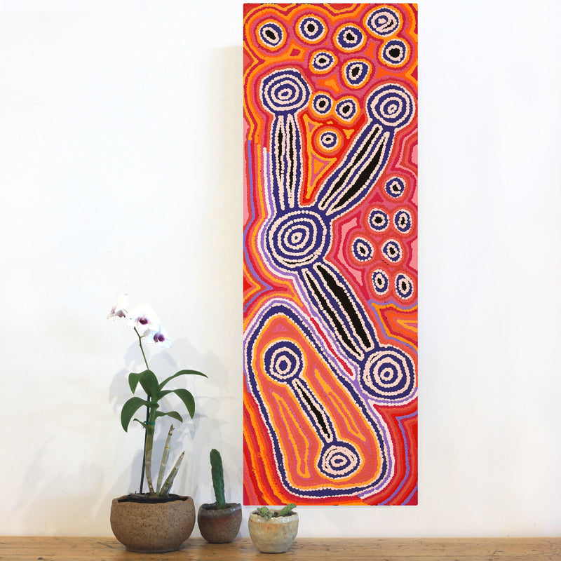 Aboriginal Artwork by Antonia Napangardi Michaels, Lappi Lappi Jukurrpa, 91x30cm