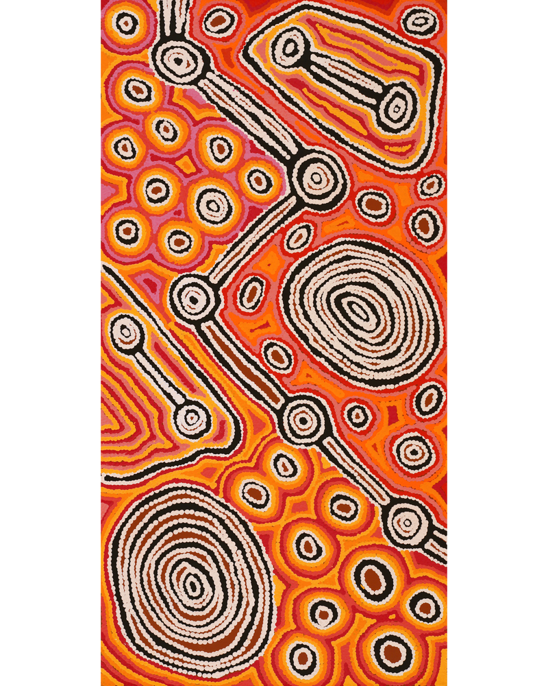 Aboriginal Art by Antonia Napangardi Michaels, Lappi Lappi Jukurrpa, 91x46cm - ART ARK®