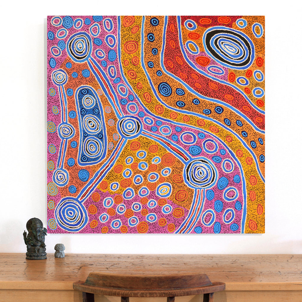 Aboriginal Artwork by Antonia Napangardi Michaels, Lappi Lappi Jukurrpa, 91x91cm