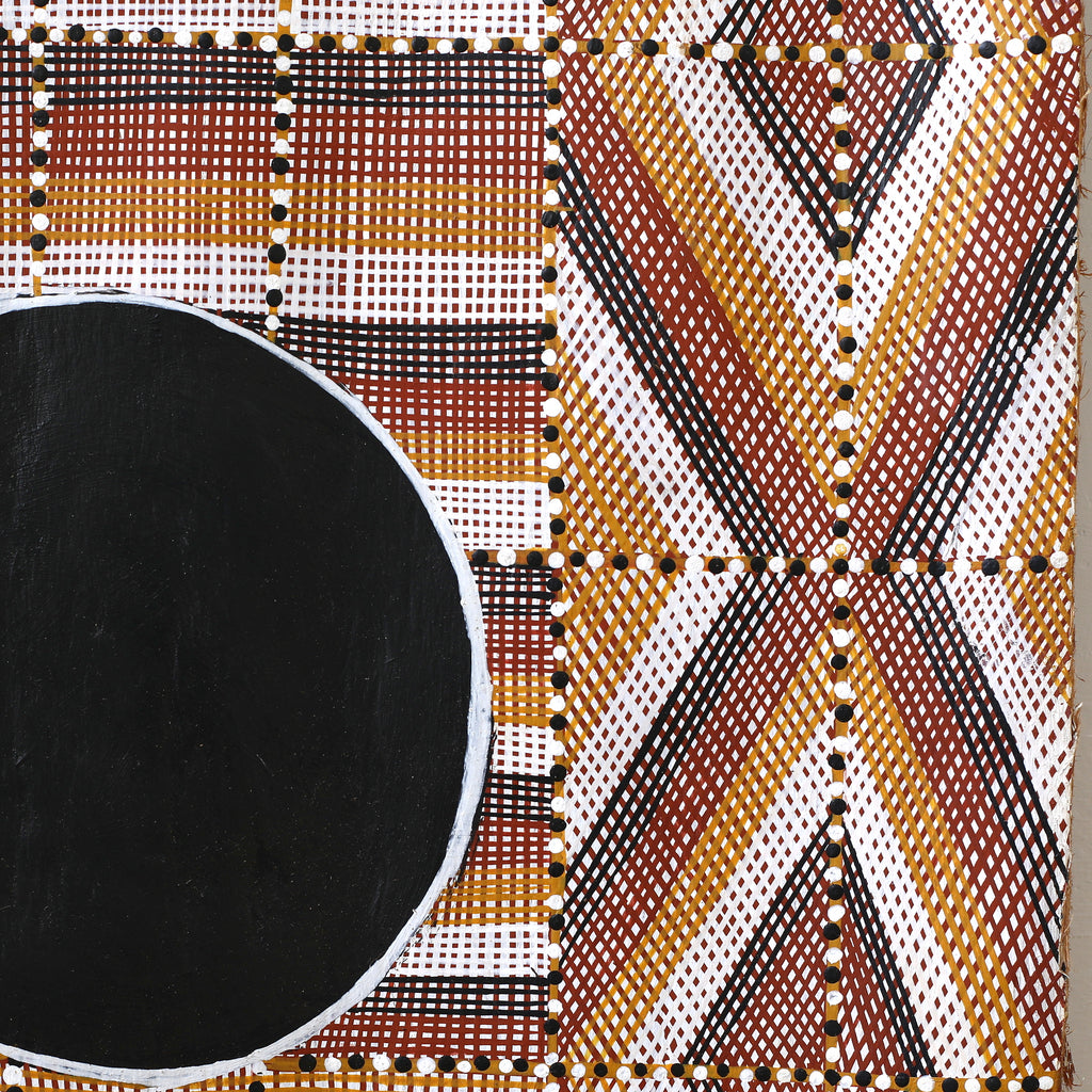 Aboriginal Art by Apphia Wurrkidj Aphi Lindjuwanga, Wak Wak, 110X38cm Bark Painting - ART ARK®