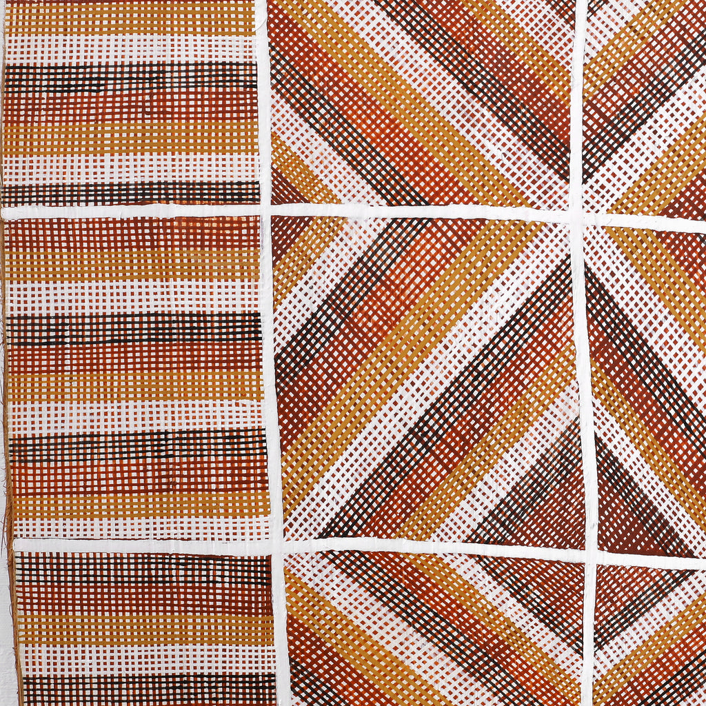 Aboriginal Artwork by Apphia Wurrkidj Aphi Lindjuwanga, Wak Wak, 104x34cm Bark Painting