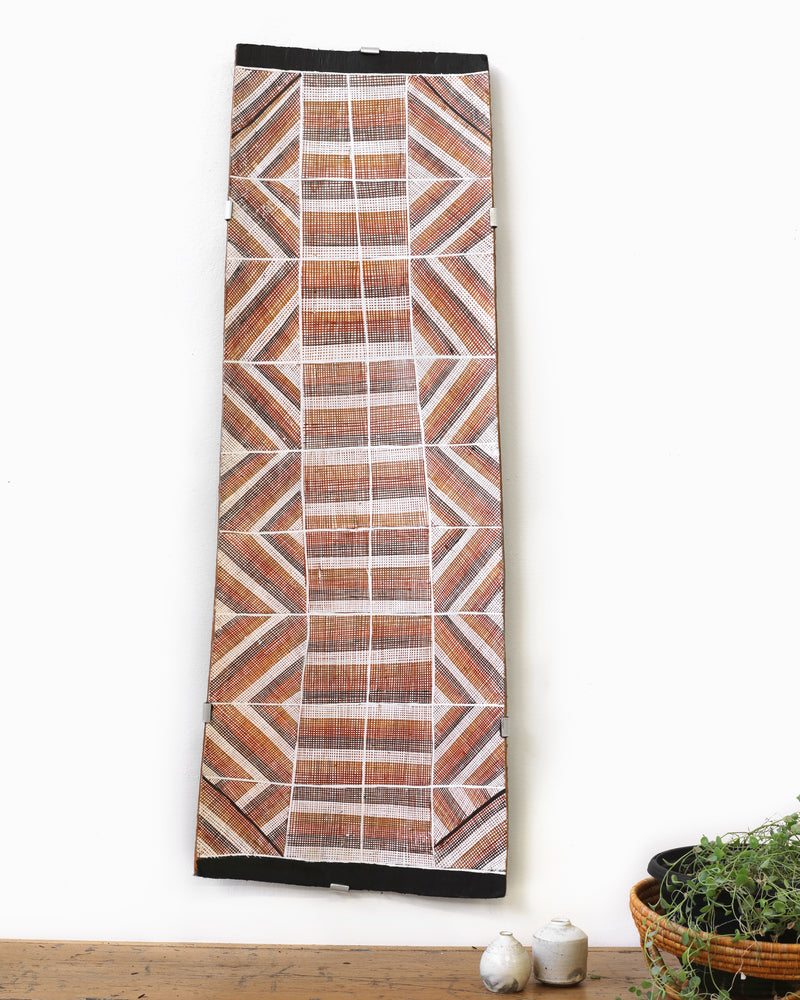 Aboriginal Artwork by Apphia Wurrkidj Aphi Lindjuwanga, Wak Wak, 91x33cm