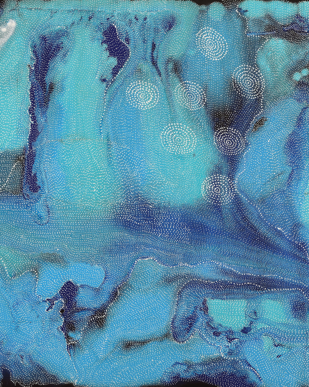 Aboriginal Artwork by Athena Nangala Granites, Napaljarri-warnu Jukurrpa (Seven Sisters Dreaming), 182x122cm