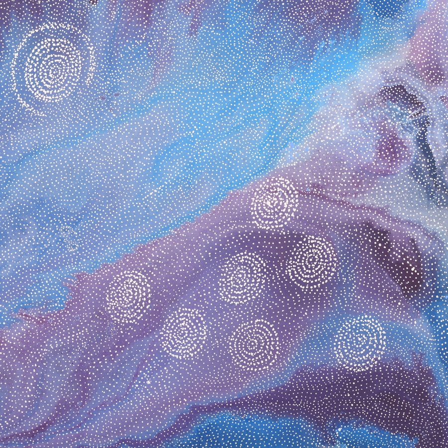 Aboriginal Artwork by Athena Nangala Granites, Napaljarri-warnu Jukurrpa (Seven Sisters Dreaming), 76x76cm