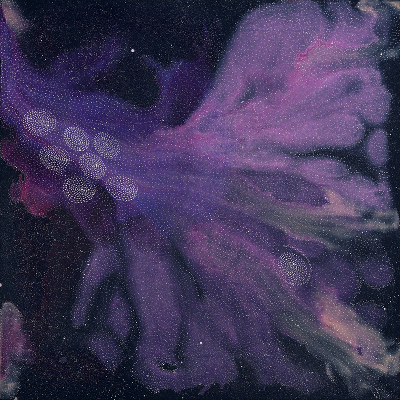 Aboriginal Artwork by Athena Nangala Granites, Napaljarri-warnu Jukurrpa (Seven Sisters Dreaming), 107x107cm