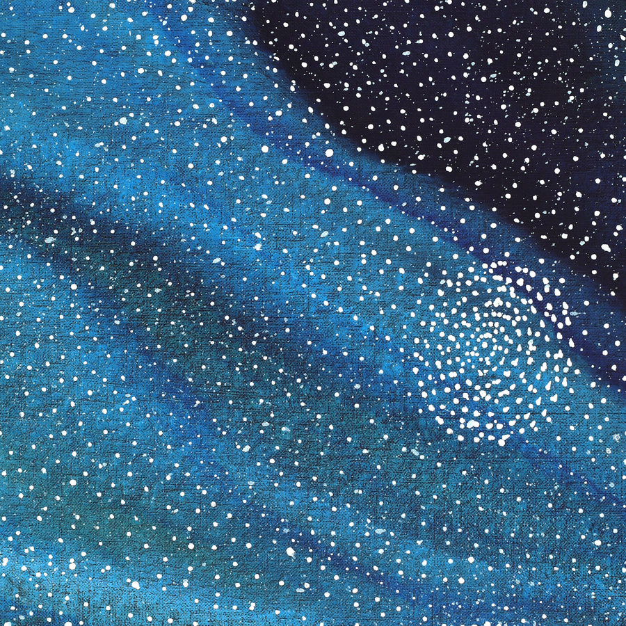 Aboriginal Artwork by Athena Nangala Granites, Napaljarri-warnu Jukurrpa (Seven Sisters Dreaming), 122x107cm