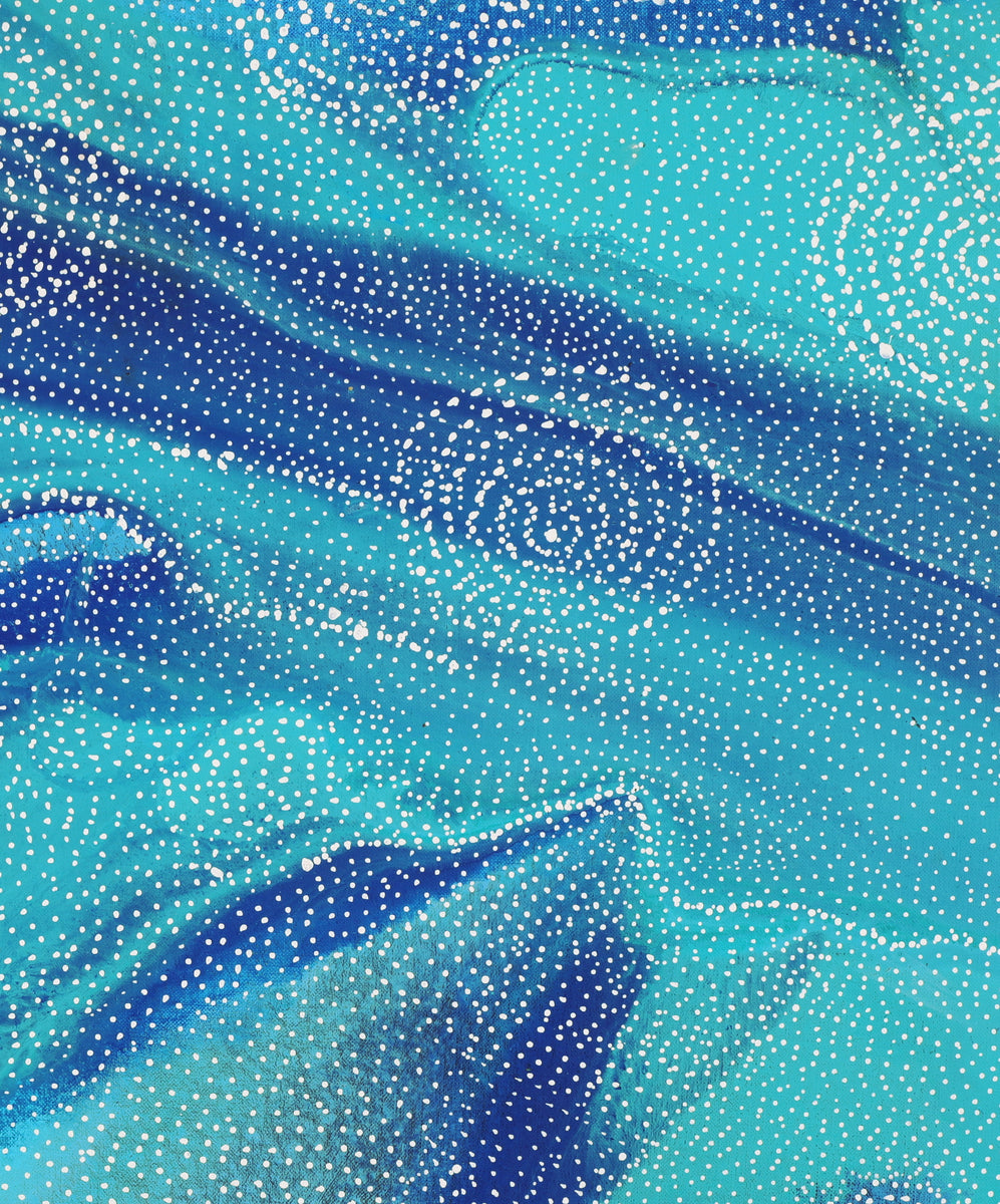 Aboriginal Artwork by Athena Nangala Granites, Napaljarri-warnu Jukurrpa (Seven Sisters Dreaming), 183x152cm