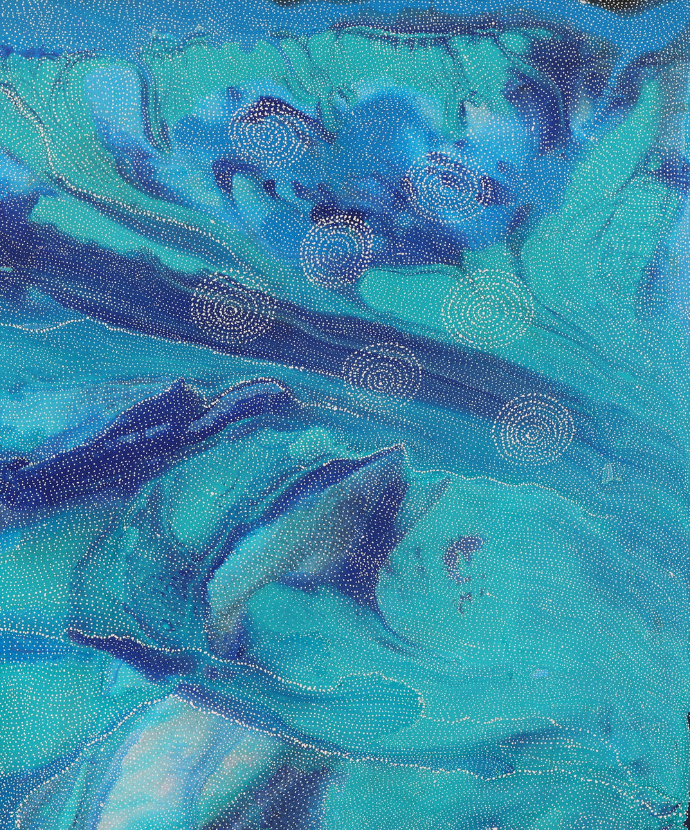 Aboriginal Artwork by Athena Nangala Granites, Napaljarri-warnu Jukurrpa (Seven Sisters Dreaming), 183x152cm