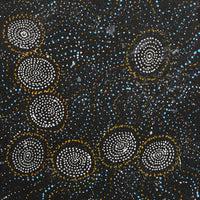 Aboriginal Art by Athena Nangala Granites, Napaljarri-warnu Jukurrpa (Seven Sisters Dreaming), 30x30cm - ART ARK®