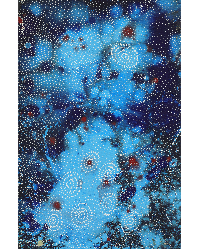 Aboriginal Artwork by Athena Nangala Granites, Napaljarri-warnu Jukurrpa (Seven Sisters Dreaming), 46x30cm