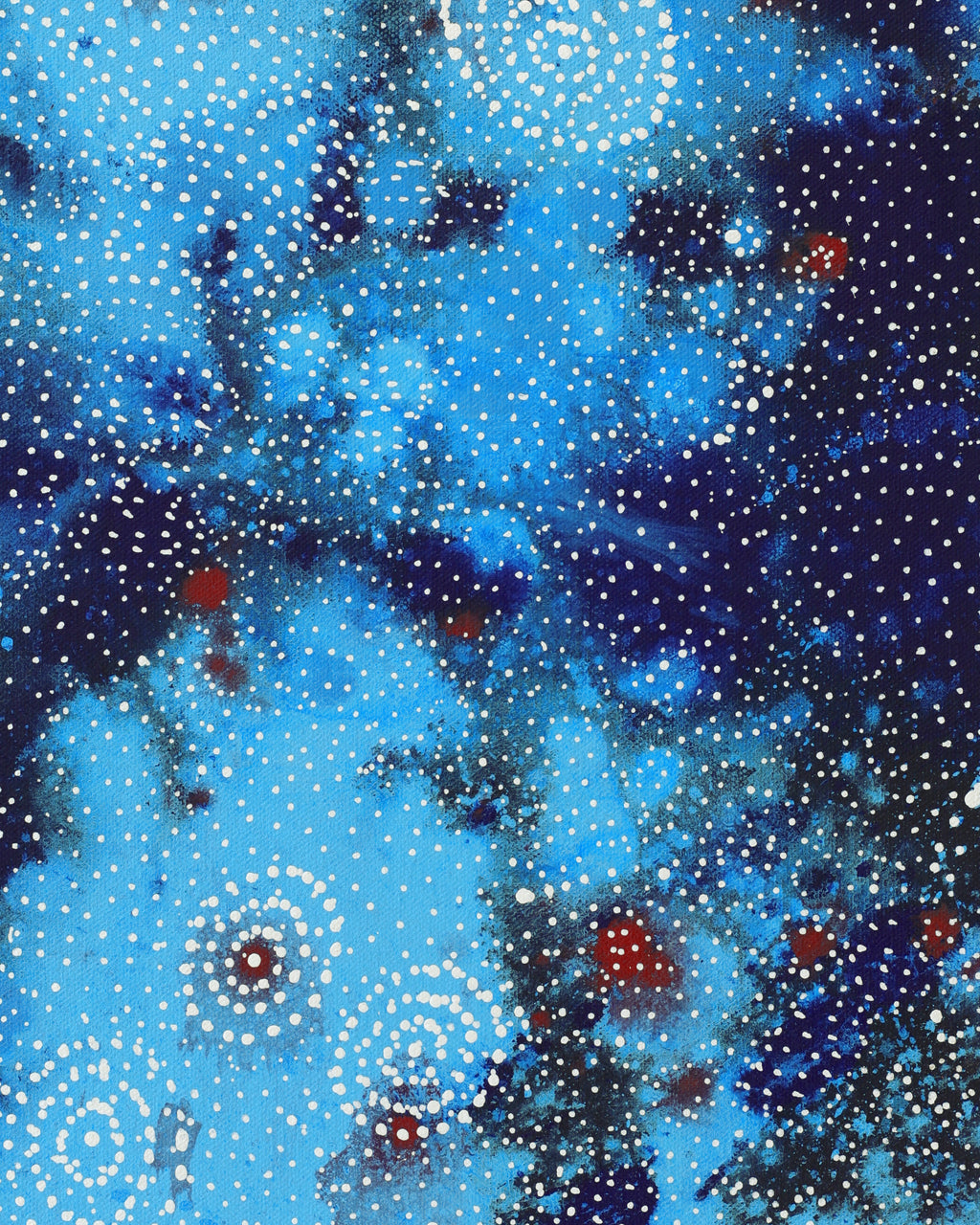 Aboriginal Artwork by Athena Nangala Granites, Napaljarri-warnu Jukurrpa (Seven Sisters Dreaming), 46x30cm