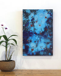 Aboriginal Artwork by Athena Nangala Granites, Napaljarri-warnu Jukurrpa (Seven Sisters Dreaming), 46x30cm