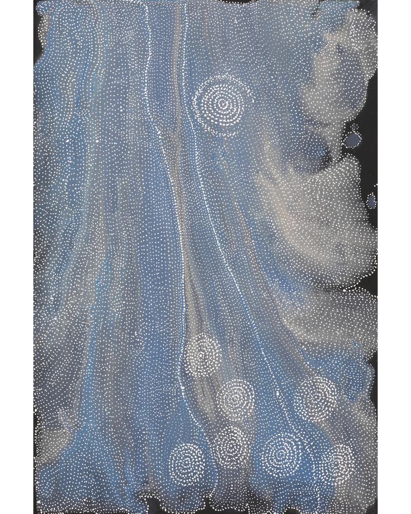 Aboriginal Artwork by Athena Nangala Granites, Napaljarri-warnu Jukurrpa (Seven Sisters Dreaming), 91x61cm