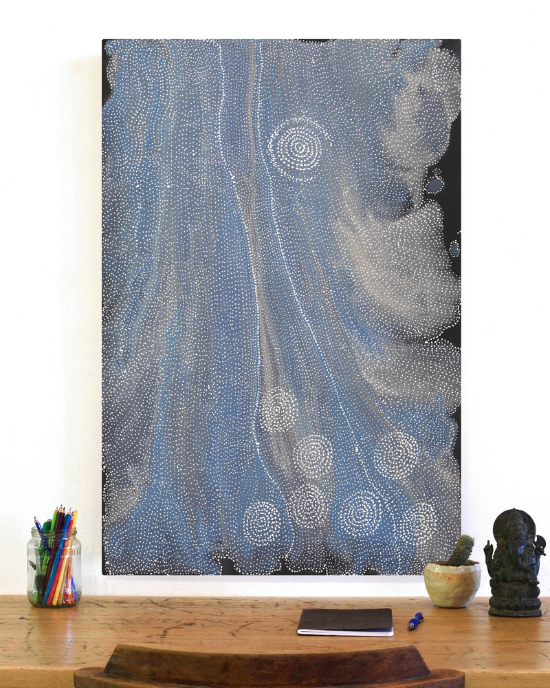 Aboriginal Artwork by Athena Nangala Granites, Napaljarri-warnu Jukurrpa (Seven Sisters Dreaming), 91x61cm