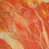 Aboriginal Artwork by Athena Nangala Granites, Napaljarri-warnu Jukurrpa (Seven Sisters Dreaming), 91x91cm