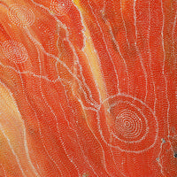 Aboriginal Artwork by Athena Nangala Granites, Napaljarri-warnu Jukurrpa (Seven Sisters Dreaming), 91x91cm
