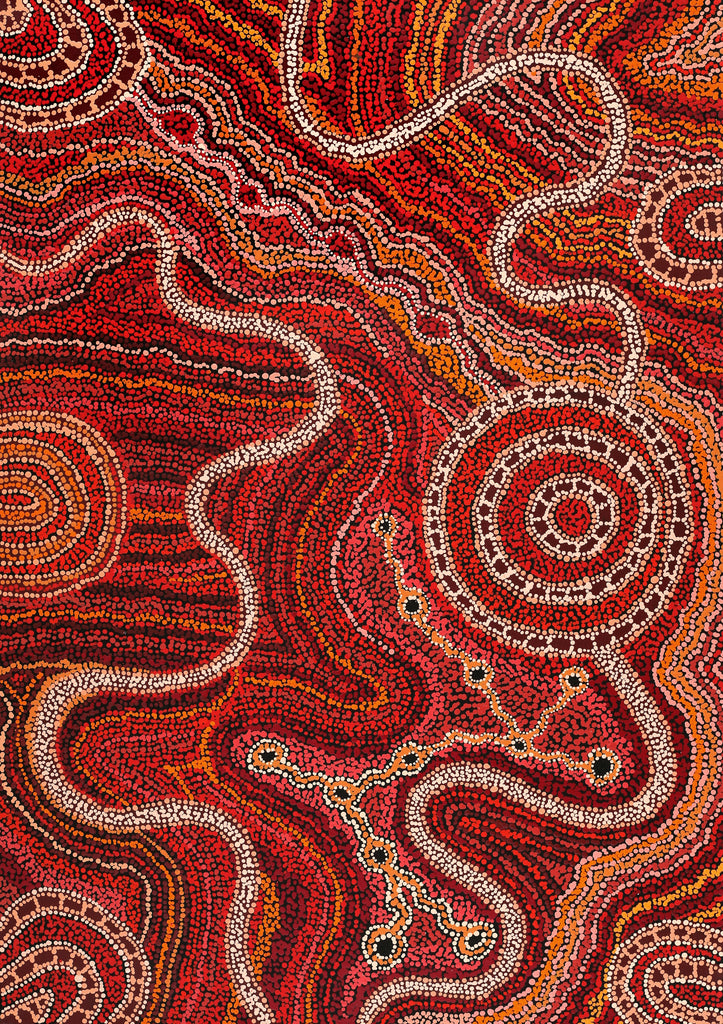 Aboriginal Artwork by Audrey Brumby, Ngura Tjuta Munu Tjukula Tjuta, 102x72cm