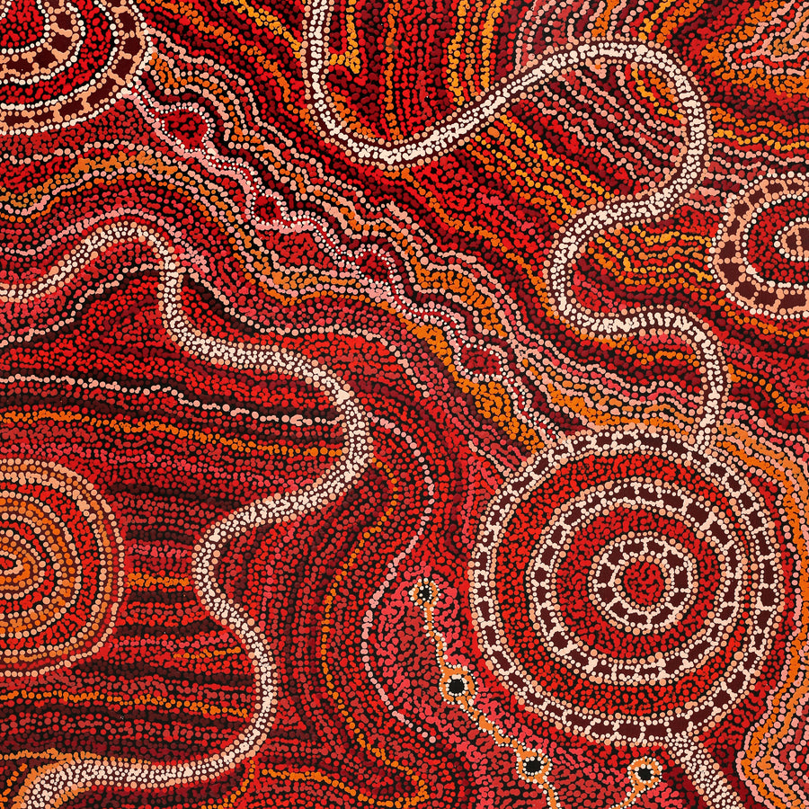 Aboriginal Artwork by Audrey Brumby, Ngura Tjuta Munu Tjukula Tjuta, 102x72cm