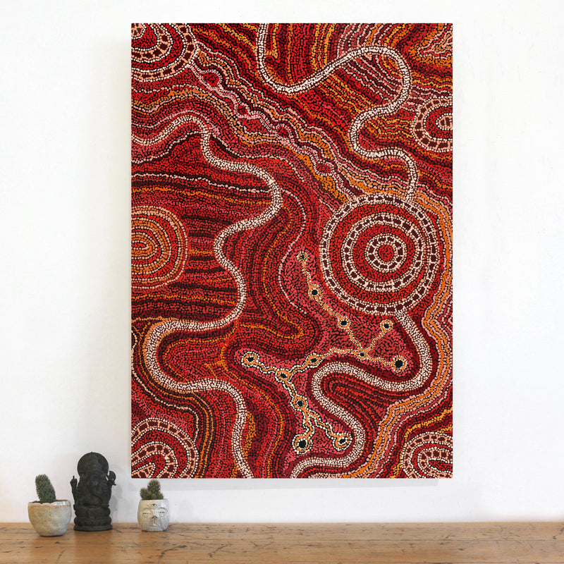 Aboriginal Artwork by Audrey Brumby, Ngura Tjuta Munu Tjukula Tjuta, 102x72cm