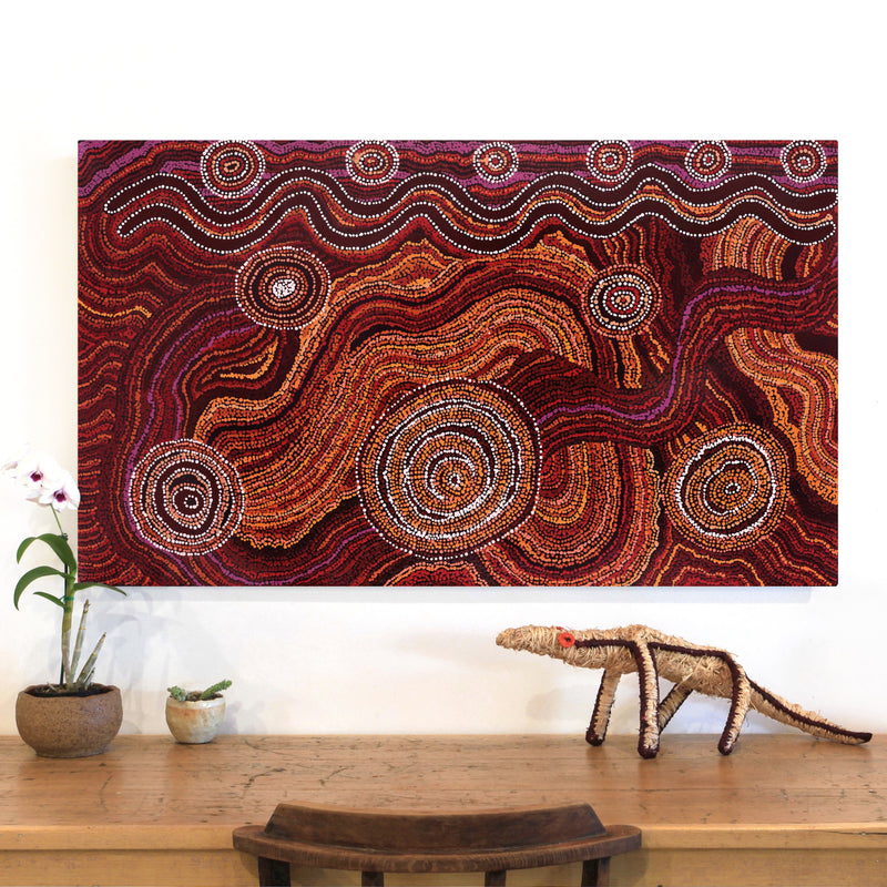 Aboriginal Artwork by Audrey Brumby, Tjukula Tjuta, 121x71cm