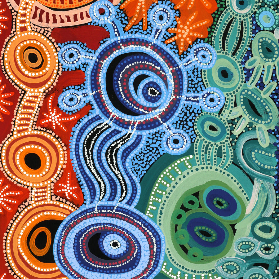Aboriginal Artwork by Audrey Brumby, Tjukula Tjuta, 120x60cm